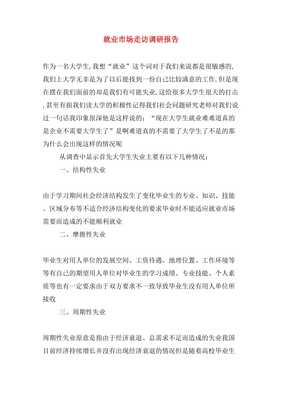 就业市场走访调研报告